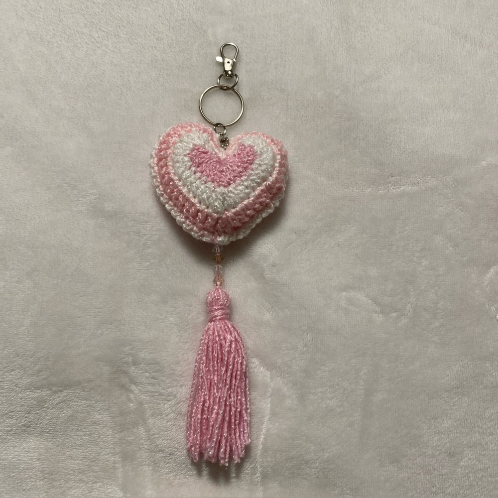 Handmade Crochet Keychain Heart - Picture 2 of 6